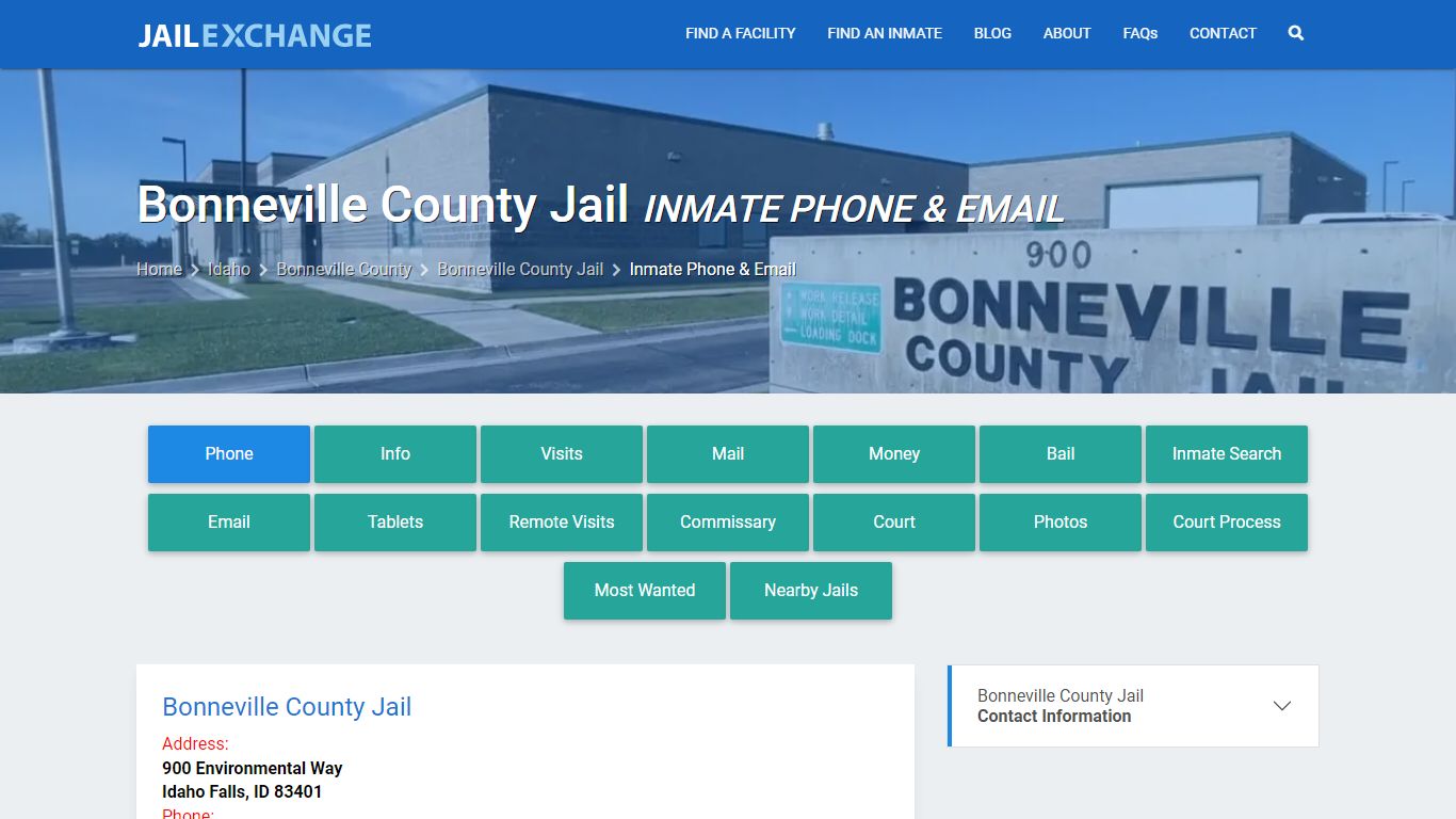 Inmate Phone - Bonneville County Jail, ID - Jail Exchange