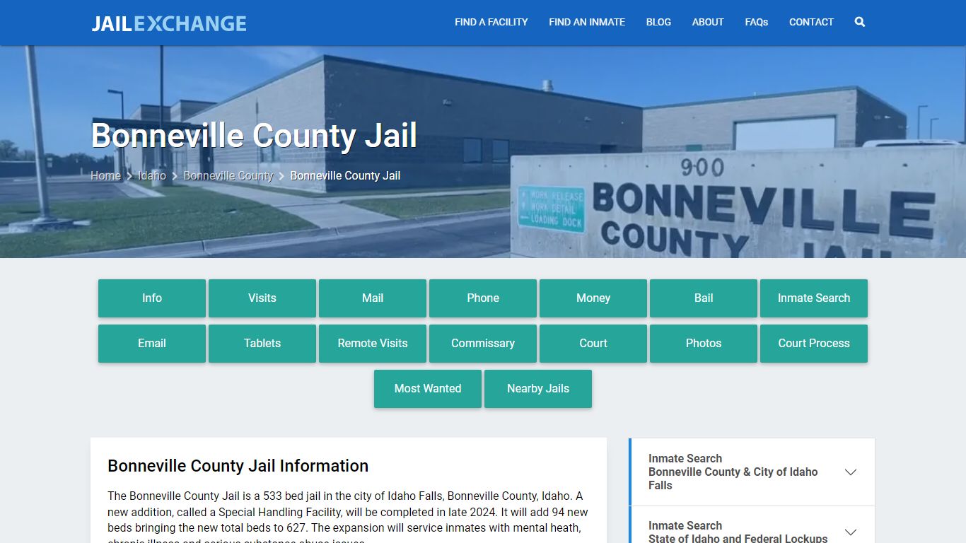 Bonneville County Jail, ID Inmate Search, Information
